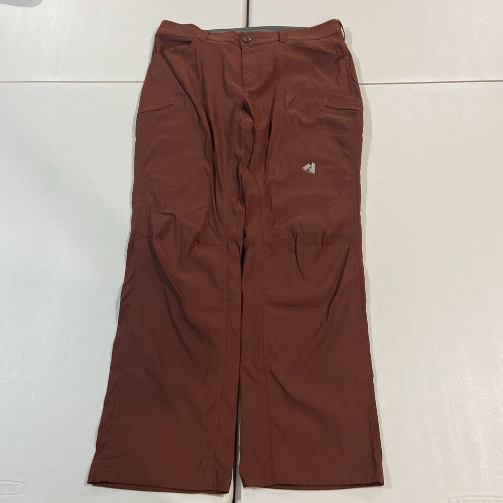 EDDIE BAUER FIRST ASCENT Size 36x32 Cargo Nylon Hiking Pants Burgundy